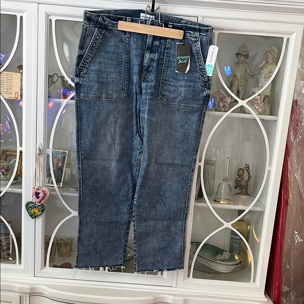 Studio Blue Jeans high rise, wide leg ankle jeans